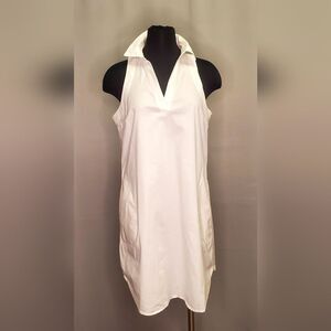 SPENSE White Button Down Sleveless Cotton Dress